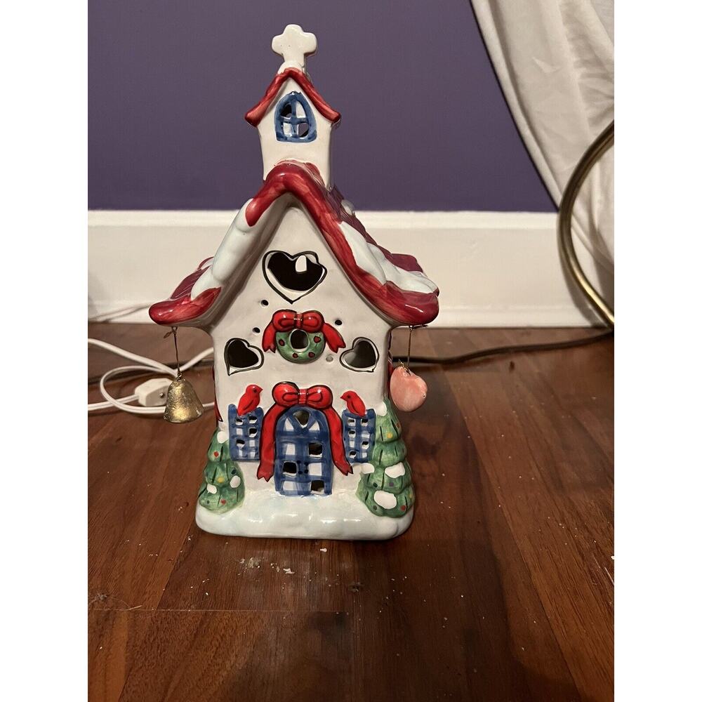 Vintage Elements Illuminated Christmas Village Church Working
